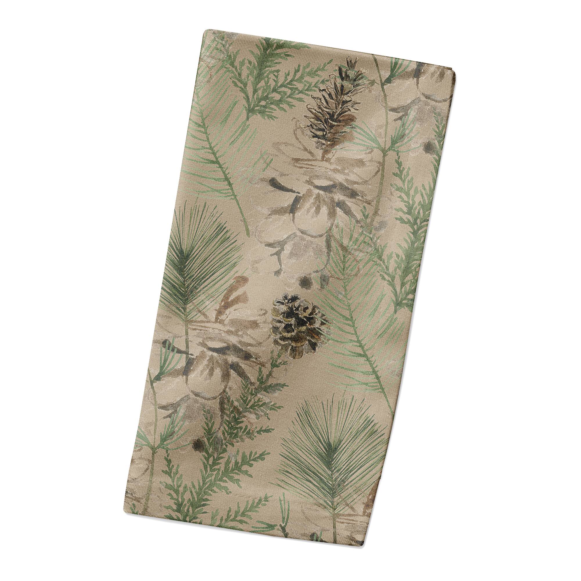 Pine Cones & Greenery on Cotton Twill Napkin